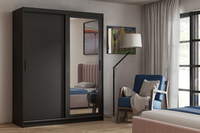 Szafa Przesuwna 2- Drzwiowa z Lustrem 160cm Czarna HANKA TX - 3 Kolory