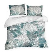 Pościel z satyny kreszowanej PREMIUM 160x200 70x80x2 stalowa + zielona