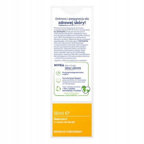 Krem do twarzy Nivea Sun krem przeciwsłoneczny filtrem 50 BRAK KARTONIKA na Arena.pl