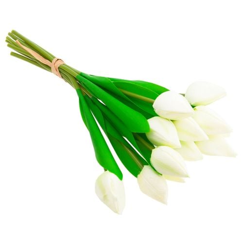 TULIPANY BUKIET TULIPANÓW PIĘKNY JAK ŻYWY TULIPAN KWIATY BIAŁE 12 KWIA na Arena.pl