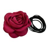 Naszyjnik choker róża na rzemyku elegancki bordowy kwiat ozdoba na szyję