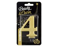 ŚWIECZKA B&C CYFERKA 4 METALIK ZŁOTA GODAN