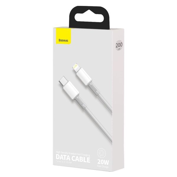 kabel usb-c do lightning baseus high density braided, 20w, pd, 2m (biały) zdjęcie 5