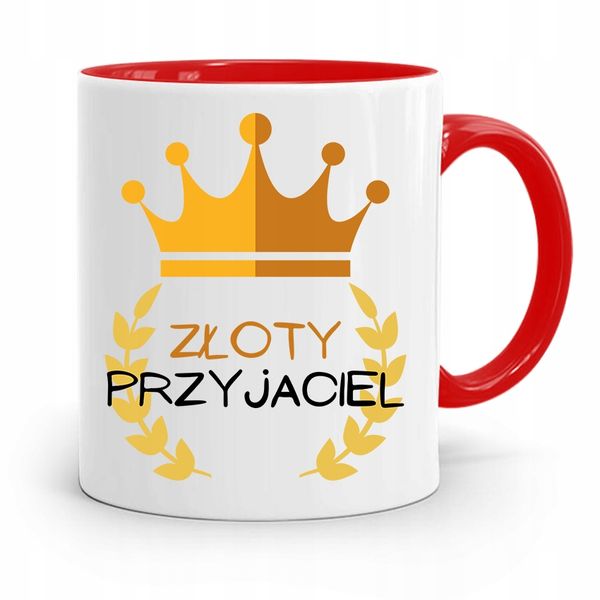 Kubek Czerwony Dla Przyjaciela Złoty Przyjaciel Z Nadrukiem Ze Zdjęciem zdjęcie 1