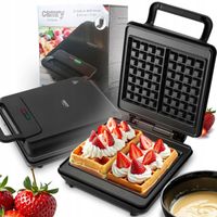 Gofrownica 2 Duże Gofry Mocna Niewyciekająca NON-STICK Czarna Matowa