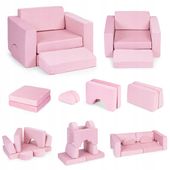Sofa Ecotoys TMSRT-13 PINK 55 x 51 cm tkanina różowy