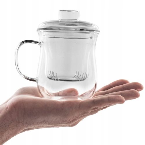 KUBEK Z ZAPARZACZEM DO HERBATY ZIÓŁ 370ml SITKO SZKLANY POKRYWKĄ TERMICZNY na Arena.pl