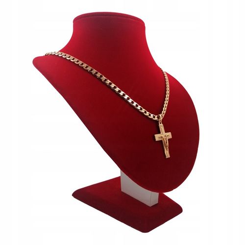 ZŁOTY ŁAŃCUSZEK MĘSKI PANCERKA+KRZYŻYK 18K 55CM PREZENT DLA NIEGO + GRATISY na Arena.pl