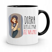Kubek Czarny Śmieszny Zabawny Dobra Dziewczyna Z Nadrukiem Ze Zdjęciem