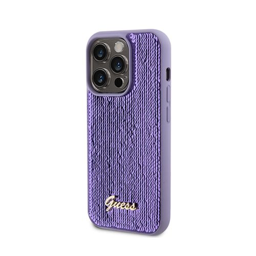Guess Sequin Script Metal - Etui iPhone 15 Pro (fioletowy) na Arena.pl