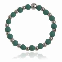 SREBRNY PIERŚCIONEK NA GUMCE GŁADKIE KULKI KULECZKI TURKUSOWE KORALIKI