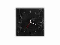 ZEGAR SZKLANY KWADRATOWY - Marmur czarny