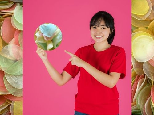 Prażynki chipsy z tapioki kolorowe crackers vegetable do smażenia na tłuszczu przekąska na Arena.pl