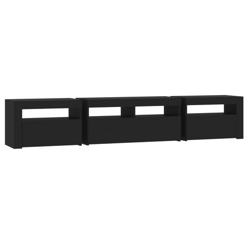 Szafka pod TV z oświetleniem LED, czarna, 210x35x40 cm na Arena.pl