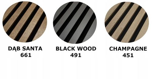 Lamele ścienne 275 x 45 cm - na czarnym filcu Dąb Santa, Champagne i inne na Arena.pl