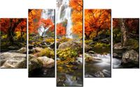 70 100CM OBRAZ 5 ELEM JESIENNY WODOSPAD DRUK PŁÓTNO