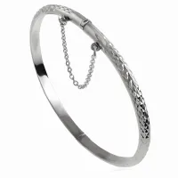 ELEGANCKA DIAMENTOWANA OKRĄGŁA SREBRNA BRANSOLETA Z ŁAŃCUSZKIEM WZOREK WZÓR