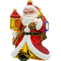 Bombka choinkowa szklana: Święty Mikołaj z lampionem