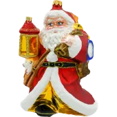 Bombka choinkowa szklana: Święty Mikołaj z lampionem