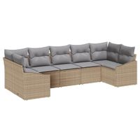 Zestaw Sof na Ogród 7 pcs Beżowy Polirattan