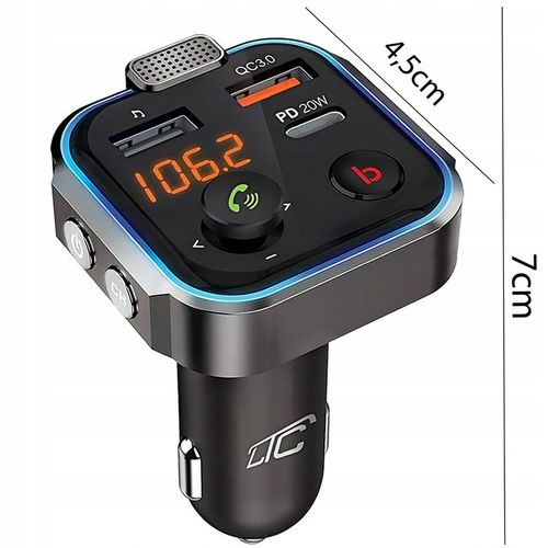 TRANSMITER FM BLUETOOTH ŁADOWARKA MP3 2XUSB LCD SD na Arena.pl