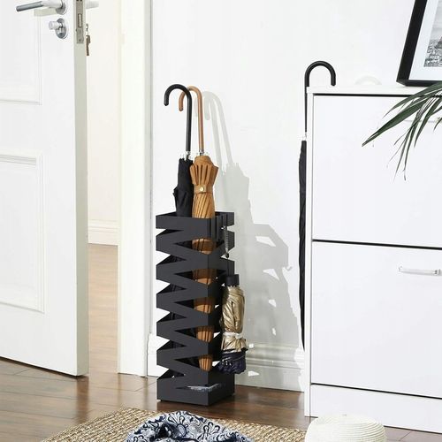 Stojak na parasole METALOWY z ociekaczem abażur czarny +4 HACZYKI na Arena.pl