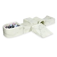 Piankowy plac zabaw z mostkiem i z basenem micro marmur + 100 piłek (błękitne perłowe, różowe perłowe, perła, srebrne)