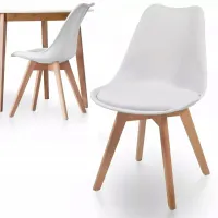 KRZESŁO Z PODUSZKĄ BIAŁE DSW DO JADALNI BIURA SALONU STYL SKANDYNAWSKI