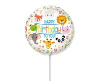 Balon foliowy "Happy Birthday to You!" zwierzątka okrągły, 22 cm