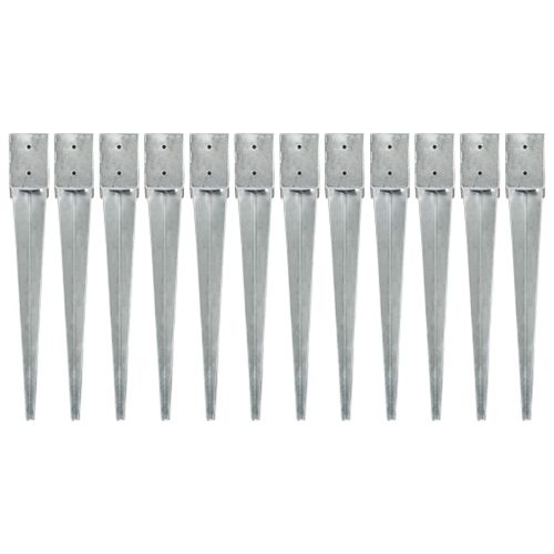 Kołki gruntowe, 12 szt., srebrne, 10x10x76 cm, stal na Arena.pl