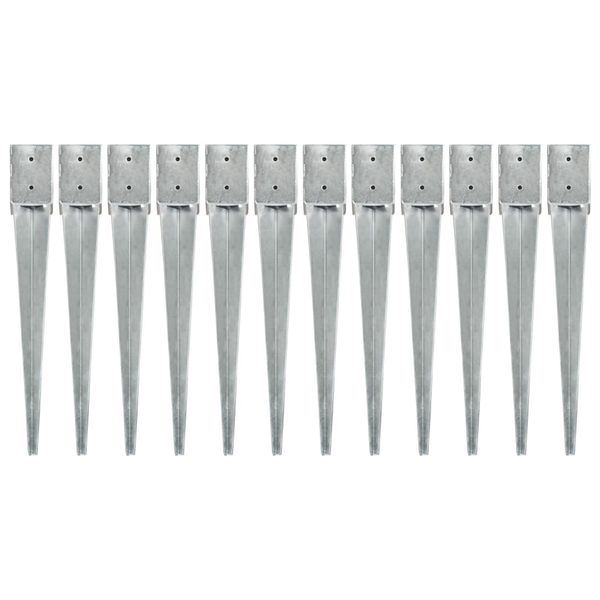 Kołki gruntowe, 12 szt., srebrne, 10x10x76 cm, stal zdjęcie 1