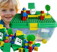 KLOCKI K2 bogaty zestaw (kolory BASIC) zielona podstawa budowlana, 2lata+