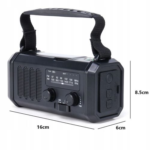 PRZENOŚNE RADIO SOLARNE KORBKA ALARM DYNAMO AWARYJNE LATARKA 10000mAh na Arena.pl