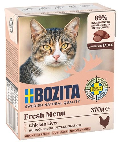 Niskotłuszczowa karma dla kotów z wątróbką kurczaka w sosie - Bozita 370g na Arena.pl