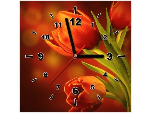 30X30CM ZEGAR CZERWONE TULIPANY OBRAZ DREWNO na Arena.pl