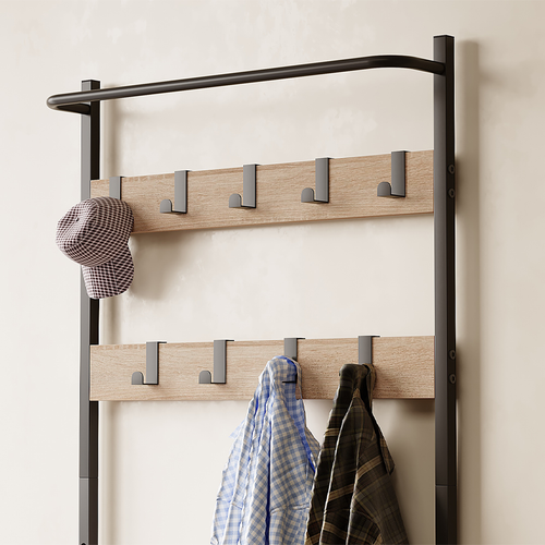 WIESZAK NA UBRANIA BUTY KURTKI JASNY BRĄZ STOJĄCY PODŁOGOWY LOFT REGAŁ na Arena.pl