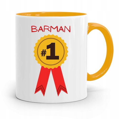 Kubek Żółty Dla Barmana Barman Numer Jeden Prezent Z Nadrukiem Ze Zdjęciem na Arena.pl