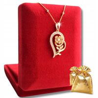 Złoty Naszyjnik Damski Serce Róża z Cyrkoniami ze Stali na Prezent