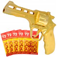PISTOLET NA SPŁONKĘ REWOLWER METALOWY 5x72szt KAPISZONY GRATIS DLA DZIECI