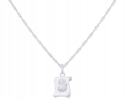 ŁAŃCUSZEK SREBRNY DLA DZIEWCZYNKI MEDALIK MATKA BOSKA + GRAWER dł.42 cm 925 na Arena.pl