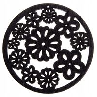 Drewniana zawieszka kwiaty ażur 50mm czarny 1szt.