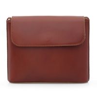 VERA PELLE torebka skórzana damska listonoszka z paskiem V030 brązowa