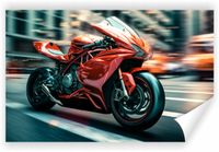 Fototapeta PREMIUM STRUKTURA ZMYWALANA czerwony motocykl w trakcie jazdy