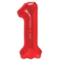 Balon foliowy cyfra 1 czerwony,  100 cm