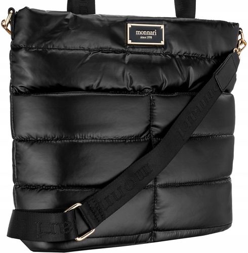 TOREBKA MONNARI Czarna SHOPPER BAG Listonoszka PIKOWANA NA RAMIĘ PASEK na Arena.pl