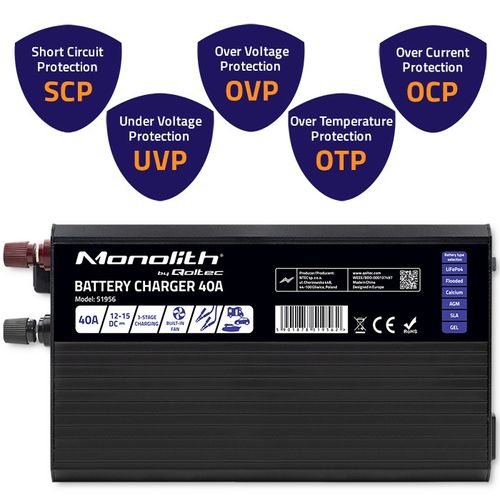 Inteligentna ładowarka do akumulatorów LiFePO4 AGM GEL SLA 40A 12V na Arena.pl