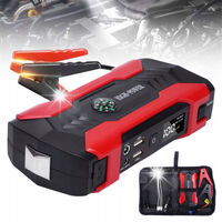 JUMP STARTER SAMOCHODOWY 28000MAH Z LATARKĄ LCD I MŁOTEK BEZPIECZEŃSTWA