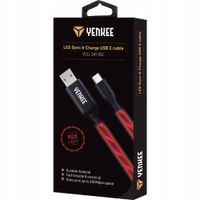 2 x Kabel 1m USB 2.0 USB-C typ C Yenkee ŚWIECĄCY LED do auta 2.1A 100cm