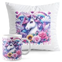 ZESTAW KUBEK + PODUSZKA DRUK - JEDNOROŻEC UNICORN KOŃ