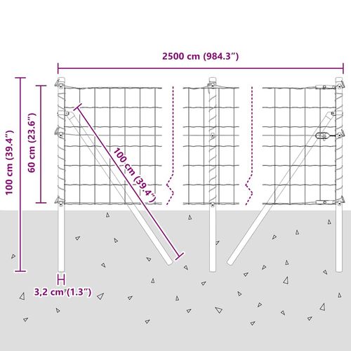 Ogrodzenie z słupkami Srebrny 0.6 x 25 m Stal na Arena.pl